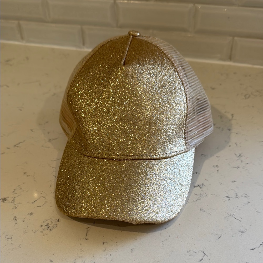 Champagne Gold Glitter Trucker Hat